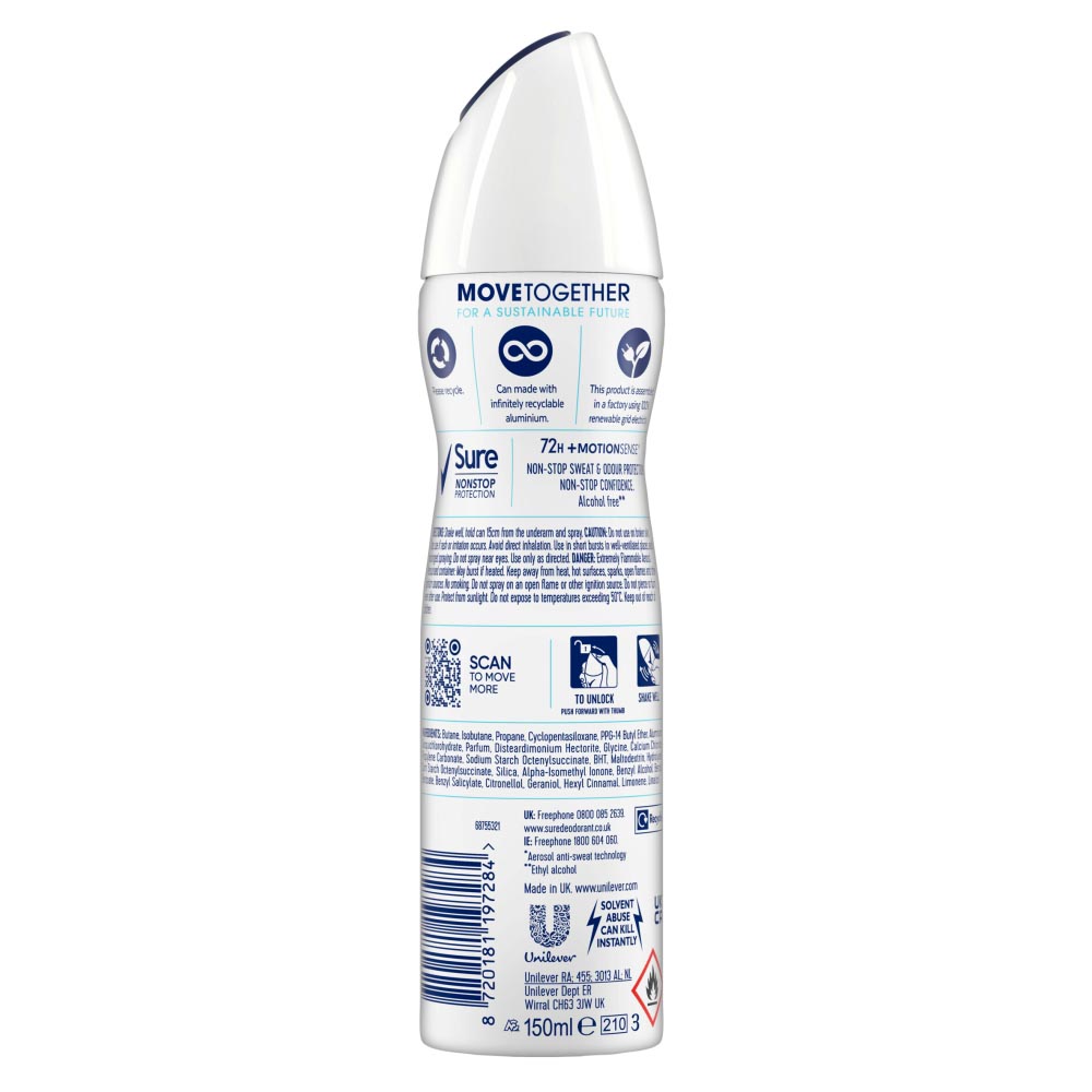 Sure Invisible Aqua Non Stop Advanced Anti Perspirant Deodorant 150ml Image 4