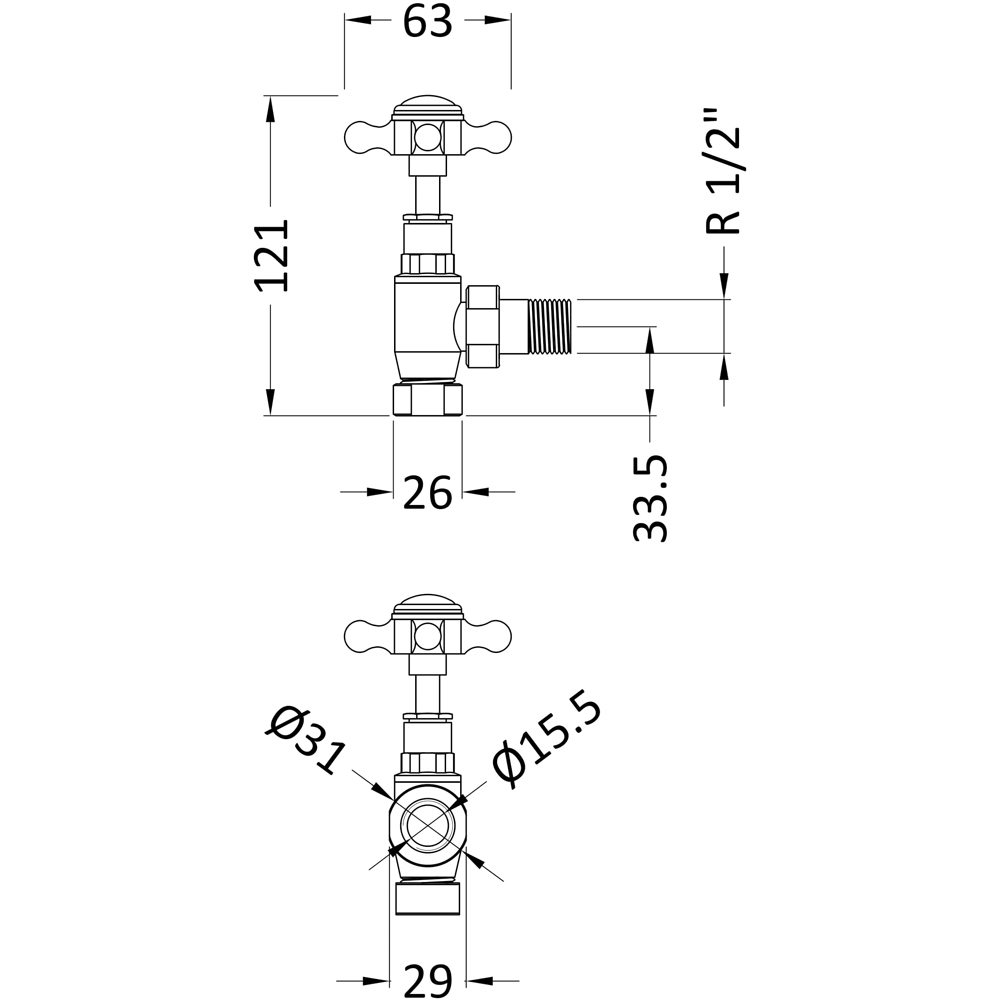 nuie Chrome Pair Of Angled Radiator Valves Image 2