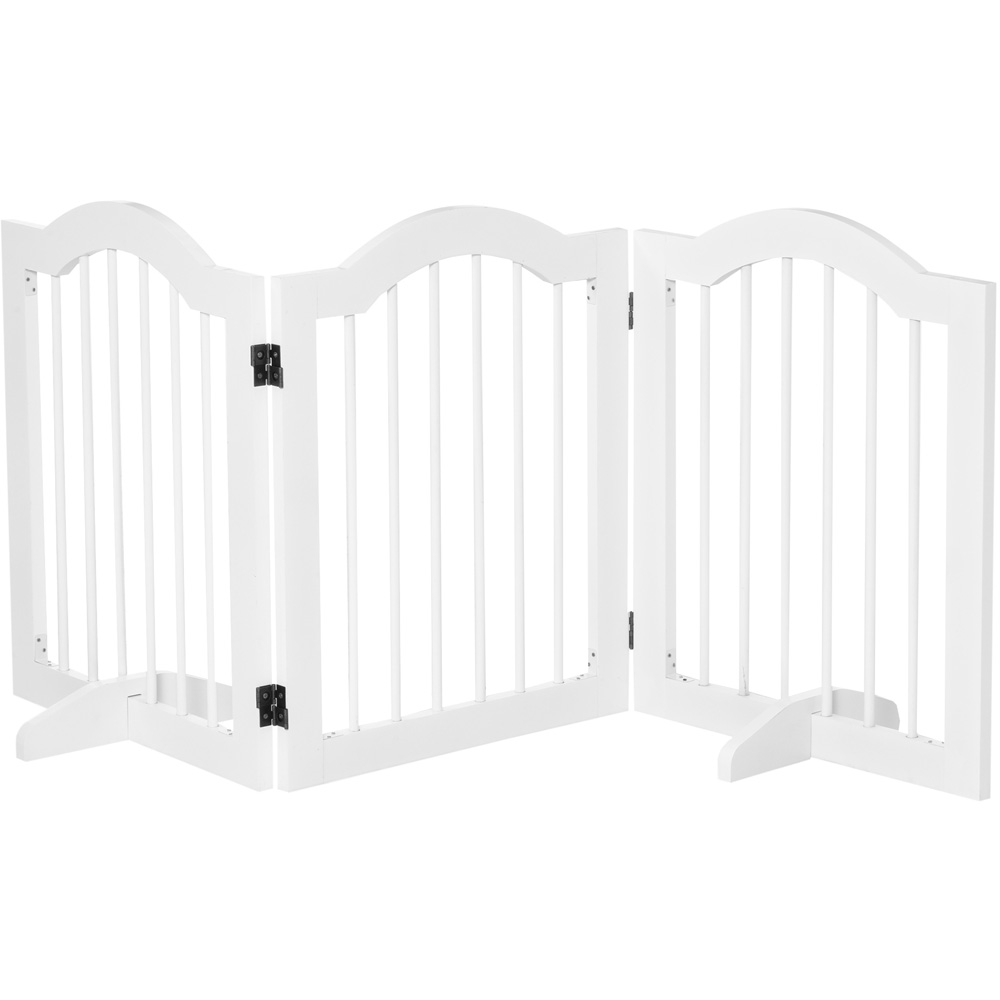 PawHut White 3 Panel Freestanding Pet Safety Gate with Support Feet Image 1