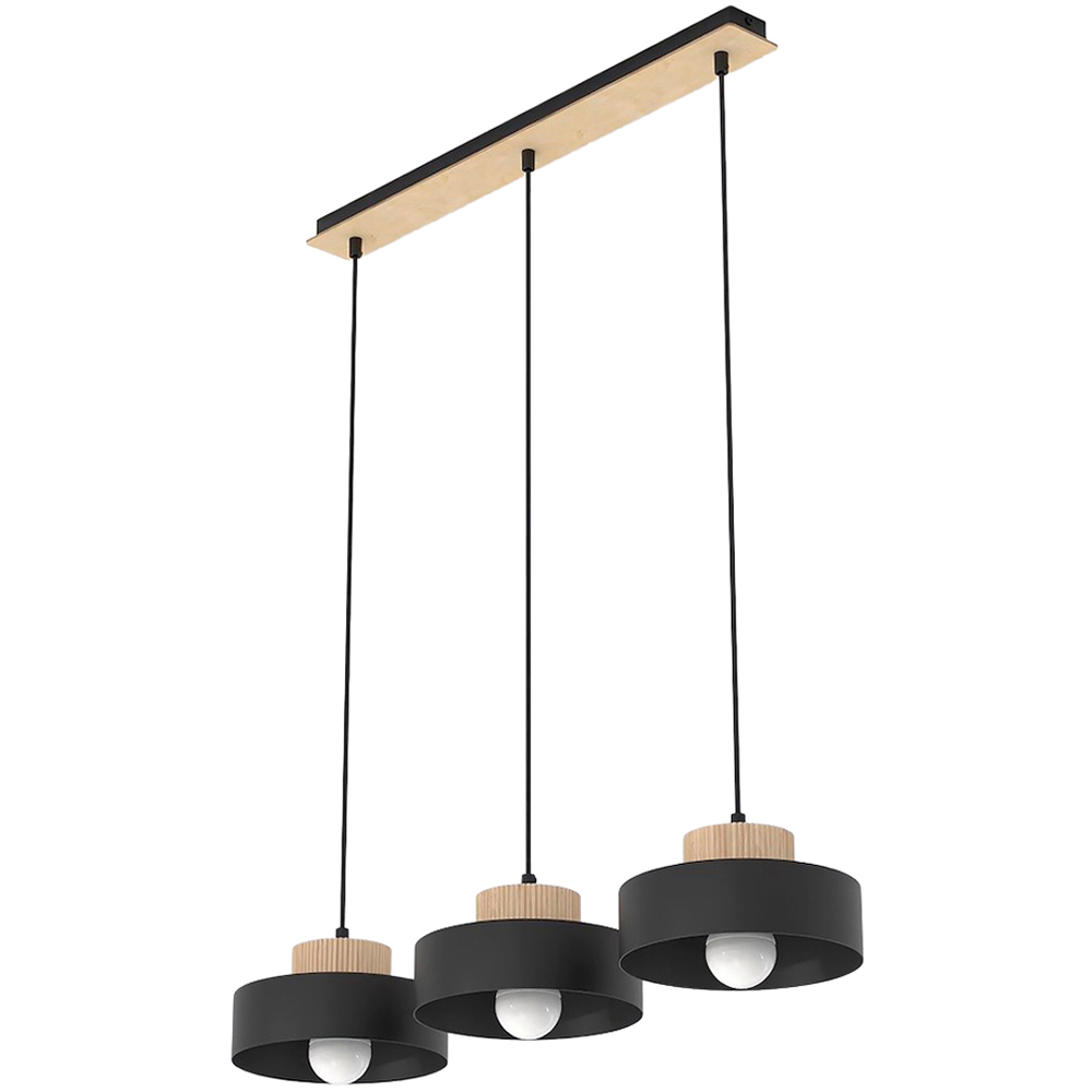 Emibig Kivi 3 Light Layered Shade Black E27 Large Ceiling Pendant Light Image 1