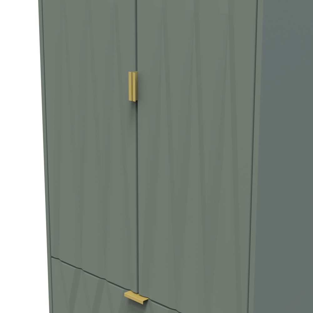 Crowndale Diamond Ready Assembled 2 Door 2 Drawer Reed Green Tall Double Wardrobe Image 5