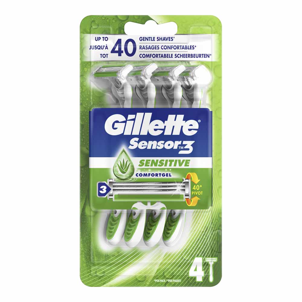 Gillette Sensor 3 Sensitive Disposable Men's Razor 4 pack Image 2