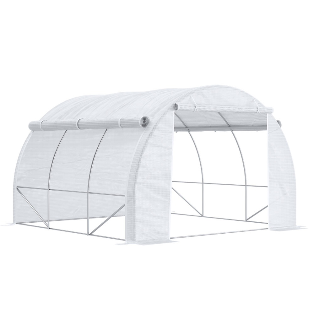 Outsunny White 10 x 10ft Polytunnel Greenhouse Image 1