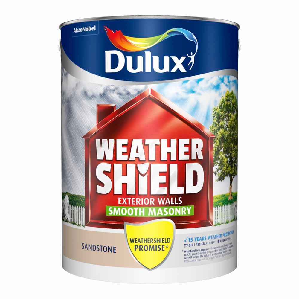 Dulux Weathershield Exterior Walls Sandstone Smooth Masonry Paint 5L Image 2