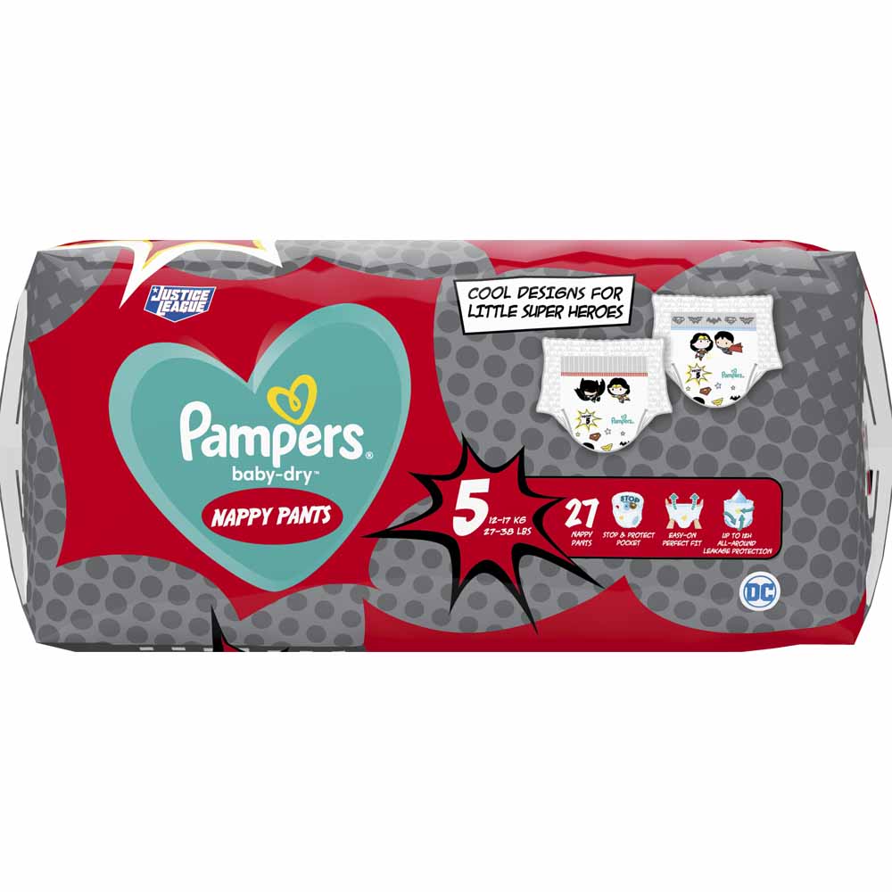 Pampers DC Super Heroes Baby-Dry Nappy Pants Size 5 27 Pack Image 3
