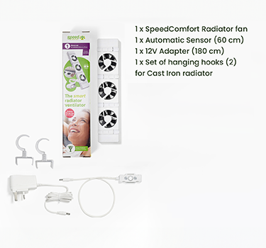 SpeedComfort white radiator booster monoset with hoks and control sensor