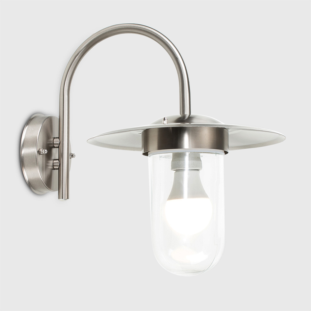 ValueLights Lancaster Silver Swan Neck Outdoor Wall Lantern Image 5