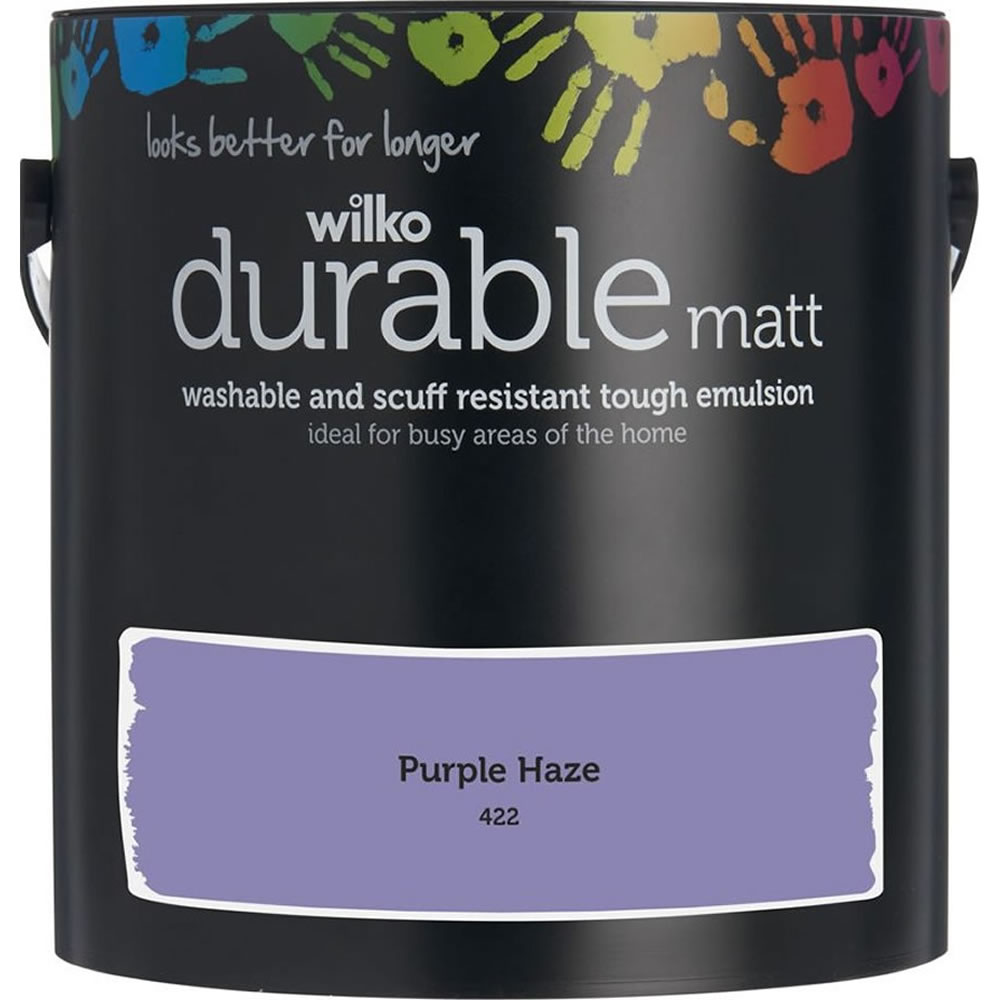 Wilko Durable Purple Haze Matt Emulsion Paint 2.5L Image 1