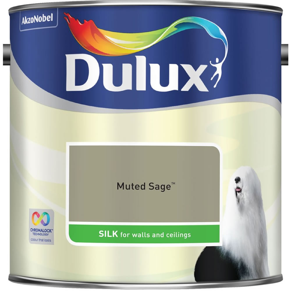Dulux Muted Sage Silk Emulsion Paint 2.5L Image 1
