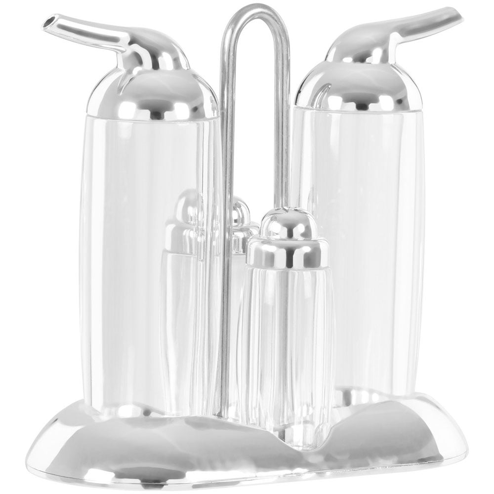 Premier Housewares Gozo Transparent and Silver Condiments Set 4 Pack Image 2