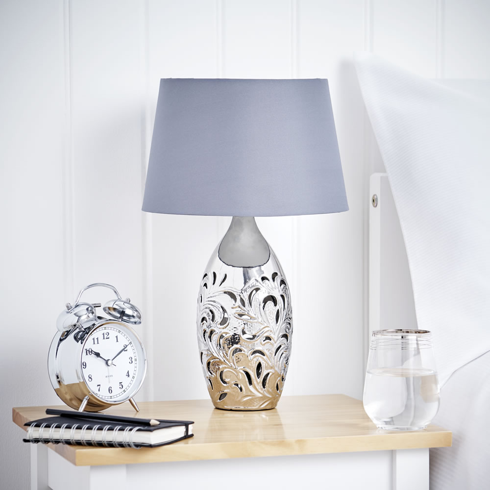 Wilko Silver Ceramic Cut Out Lamp Image 8