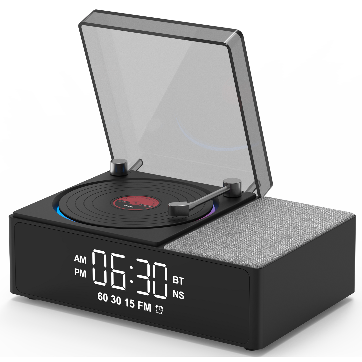 Sensei Vintage Speaker with Alarm ClockBlack Image 2