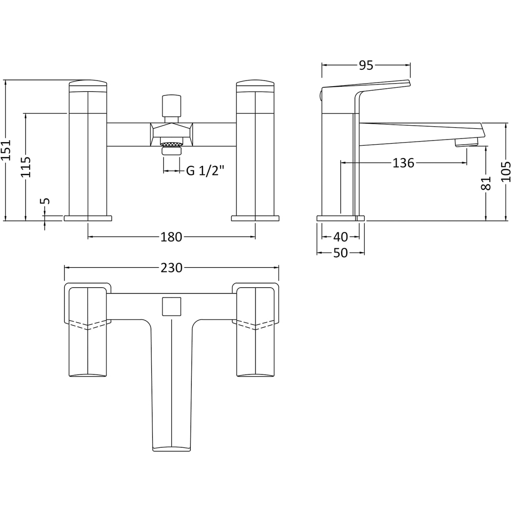 nuie Chrome Bath Shower Mixer Image 2