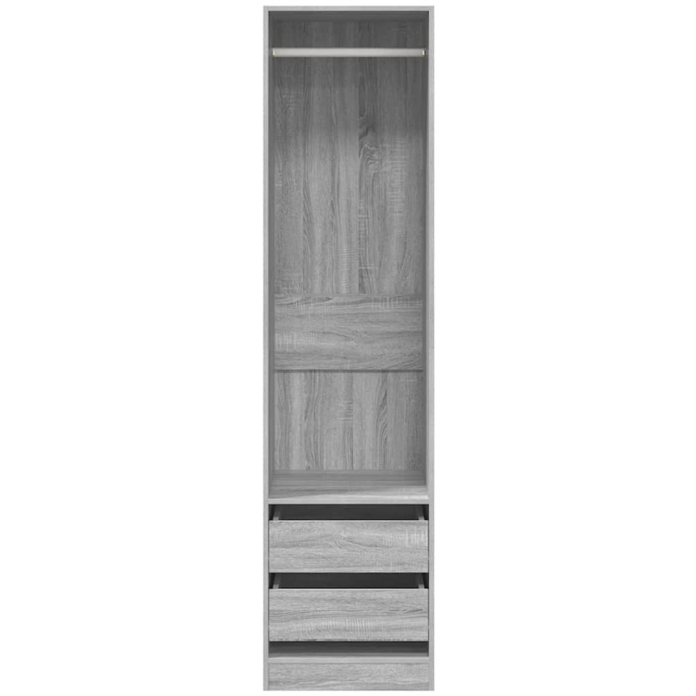 vidaXL 2 Drawer Single Open Shelf Grey Sonoma Slim Wardrobe Image 4