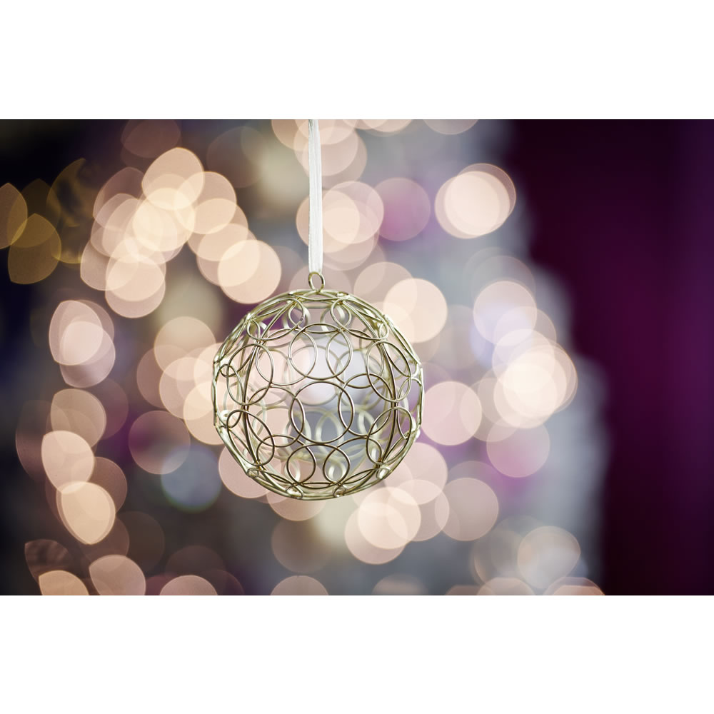 Wilko Large Midnight Magic Gold Wire Christmas Bauble Image 3