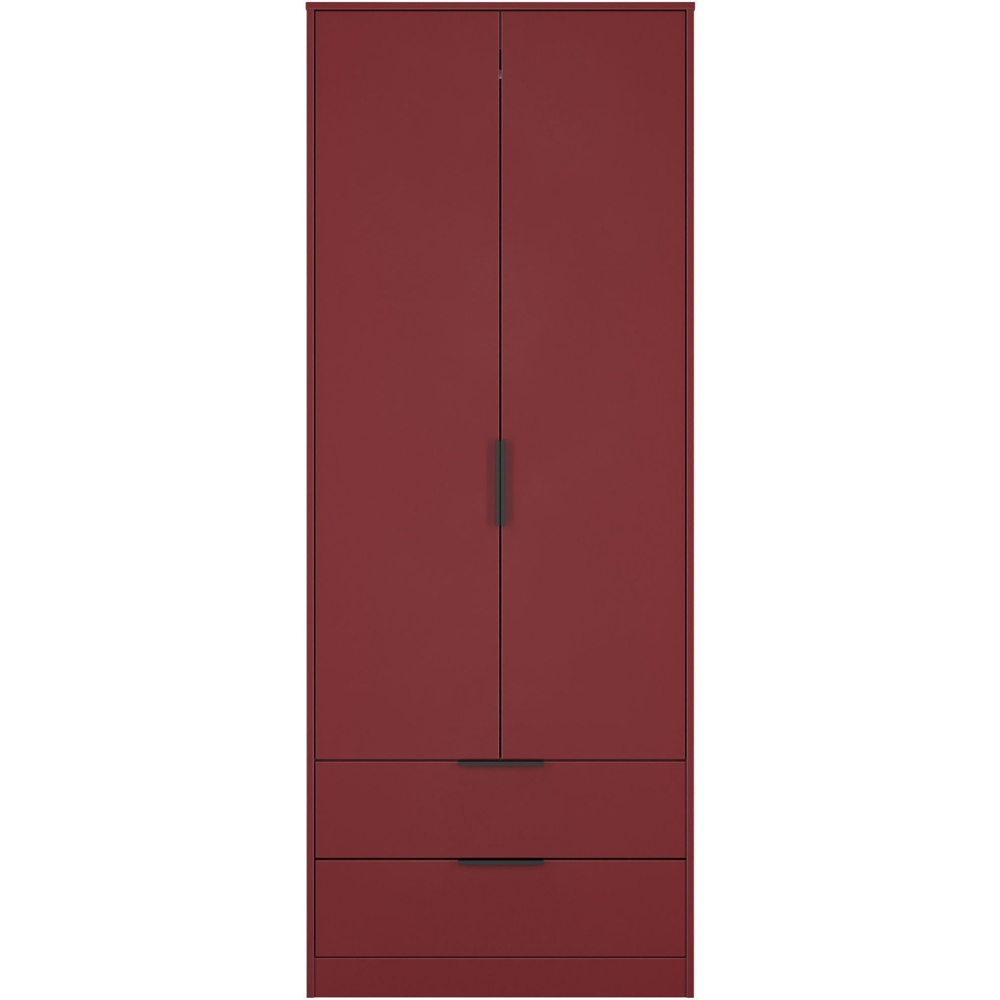 Crowndale Hong Kong 2 Door 2 Drawer Red Matt Tall Wardrobe Ready Assembled Image 2