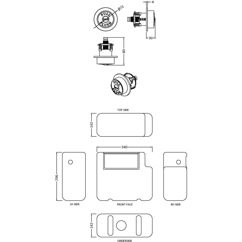 nuie White and Black Universal Access Cistern with Chrome Flush Plate 340mm Image 2