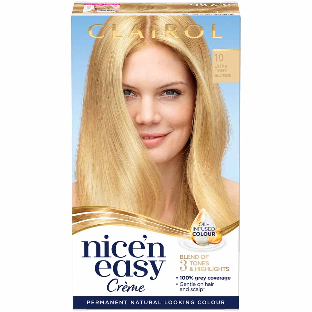 Clairol Nice'n Easy Permanent 10 Extra Light Blonde Hair Dye Image 1