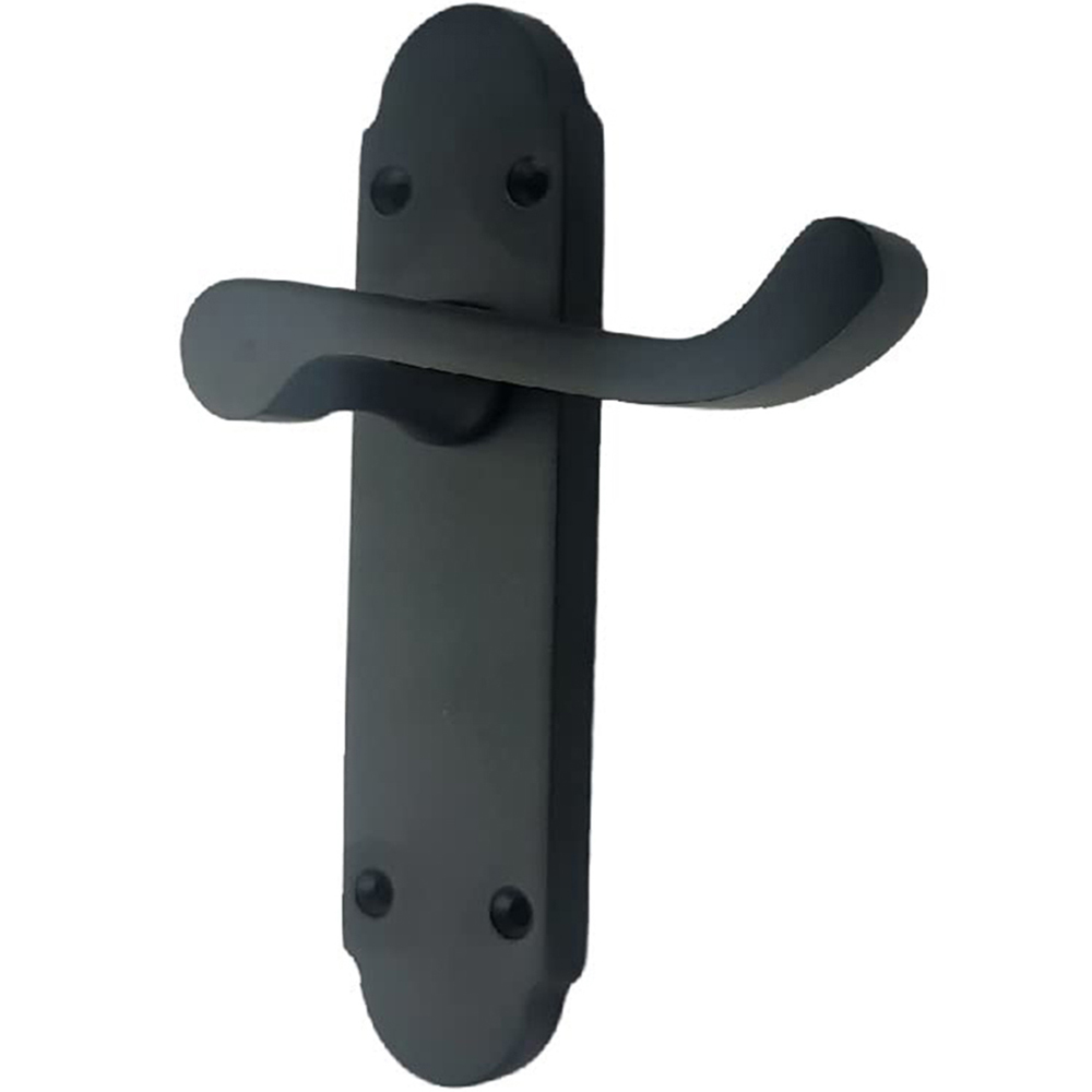 Golden Grace Matt Black Victorian Epsom Shaped Latch Door Handle Pair 168 x 40mm Image 2