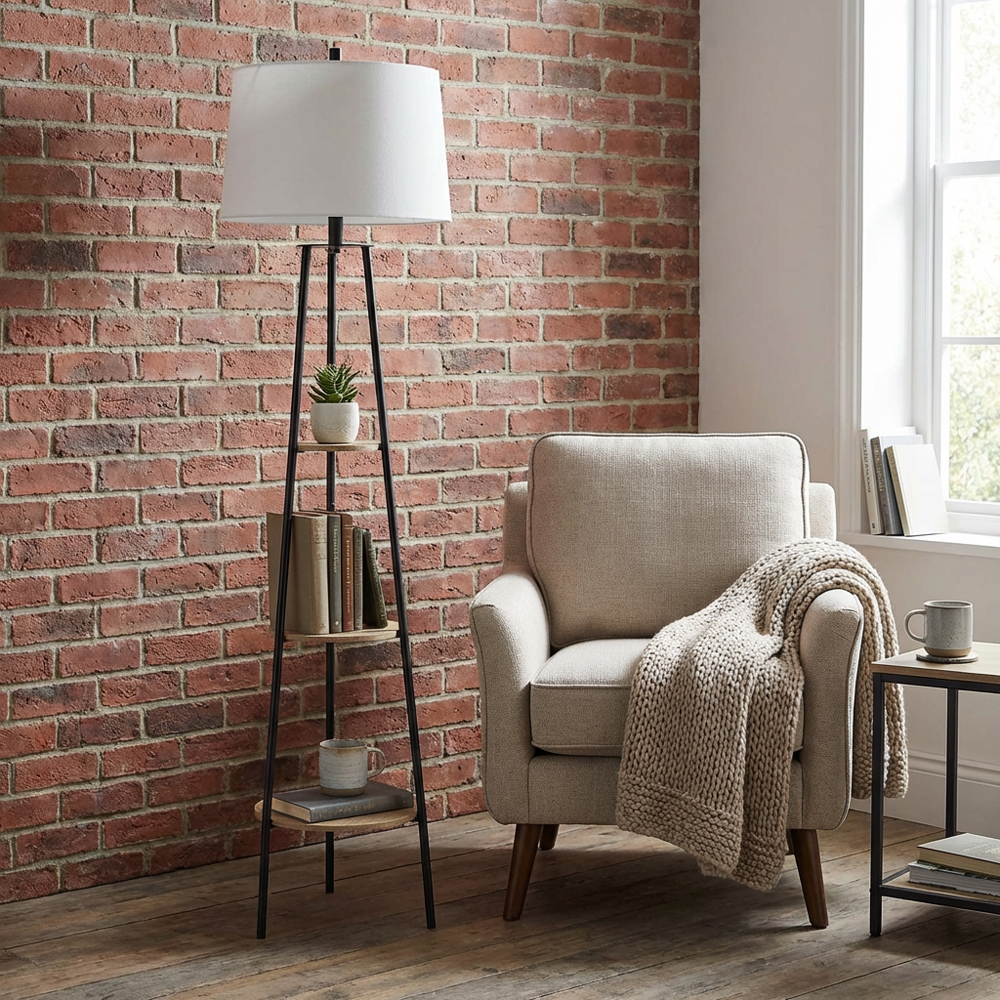 Industrial Hendrick Shelf Floor Lamp Image 3
