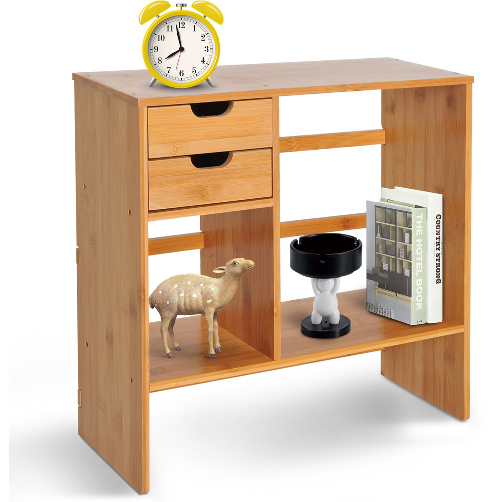 HOMCOM Bamboo Desk Organiser Shelving System Image 3