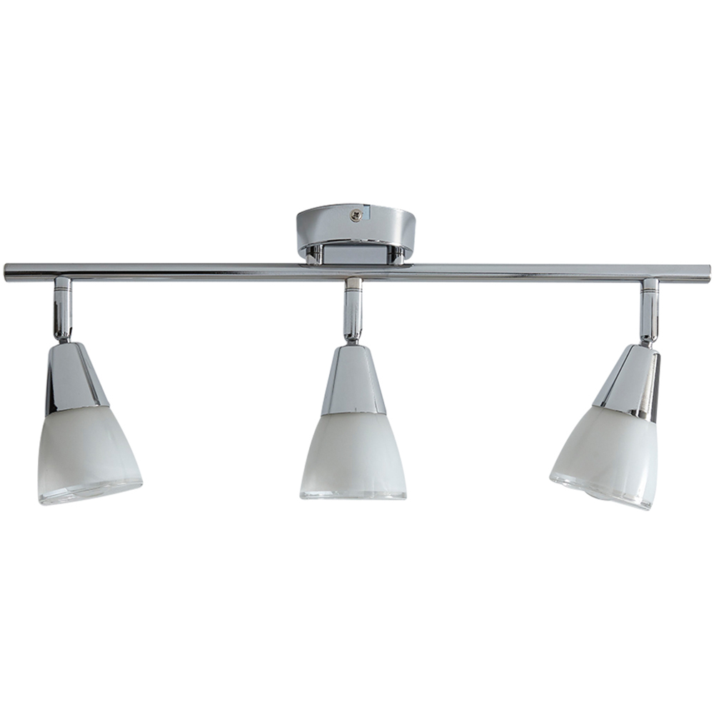 Kliving Dione 3 Light White Glass Shade Chrome Ceiling Light with Adjustable Heads Image 1