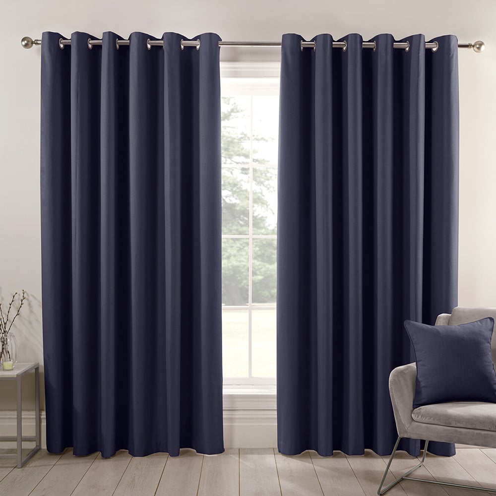 Divante Hoxton Navy Blackout Eyelet Curtains 183 x 168cm Image 2