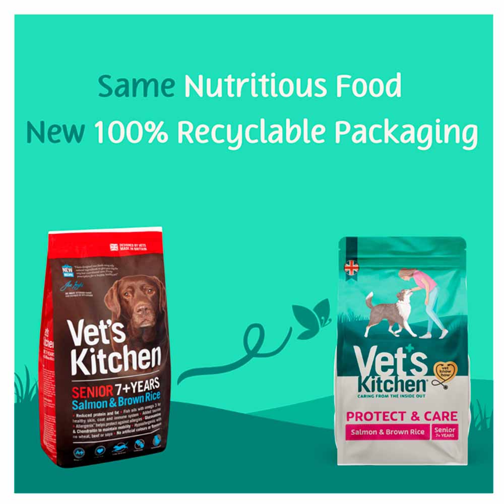 Vet's Kitchen Protect & Care Senior Dry Dog Food Salmon & Brown Rice 3kg Image 2