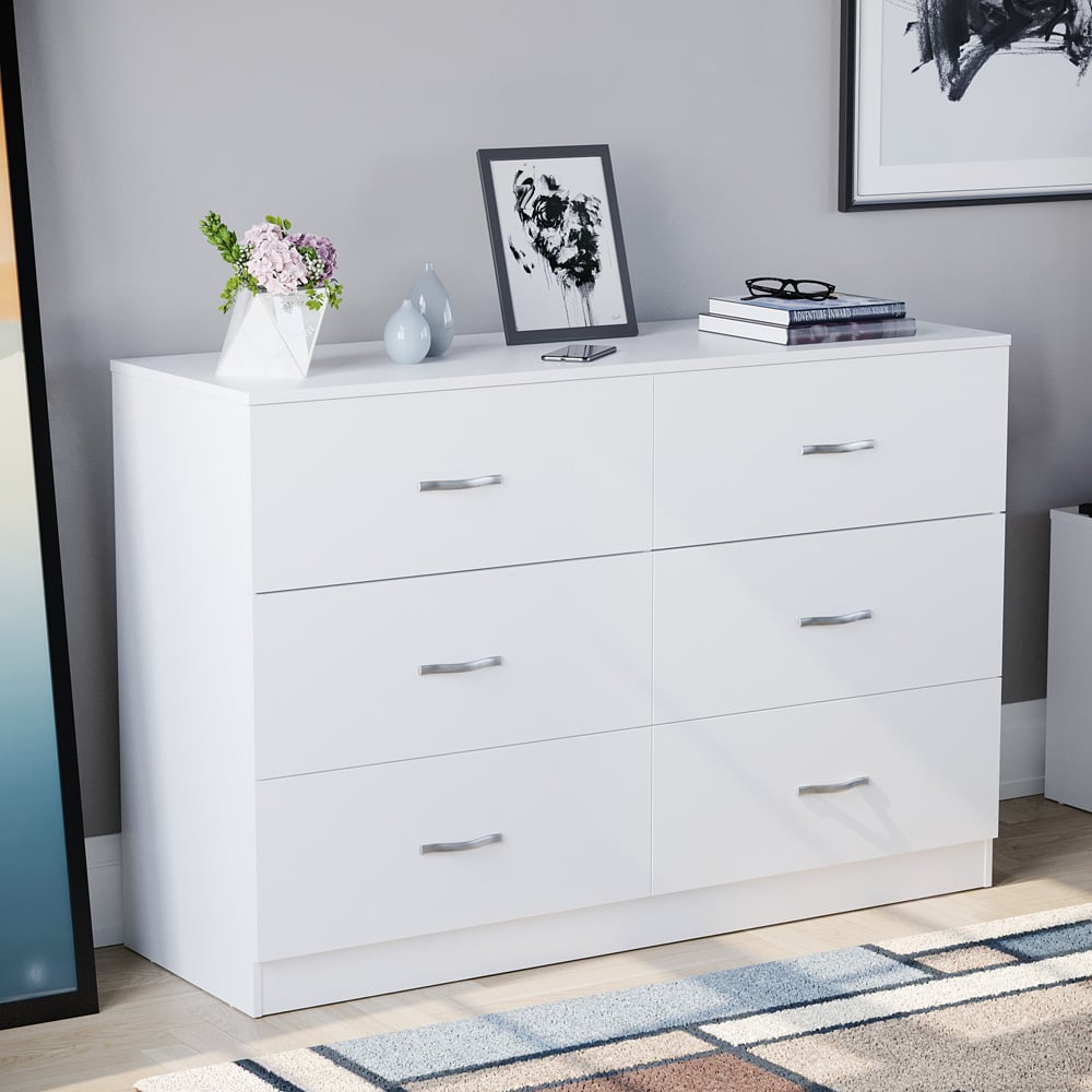 VIDA DESIGNS Riano 6 Drawer White Chest of Drawers with Metal Handles Image 8