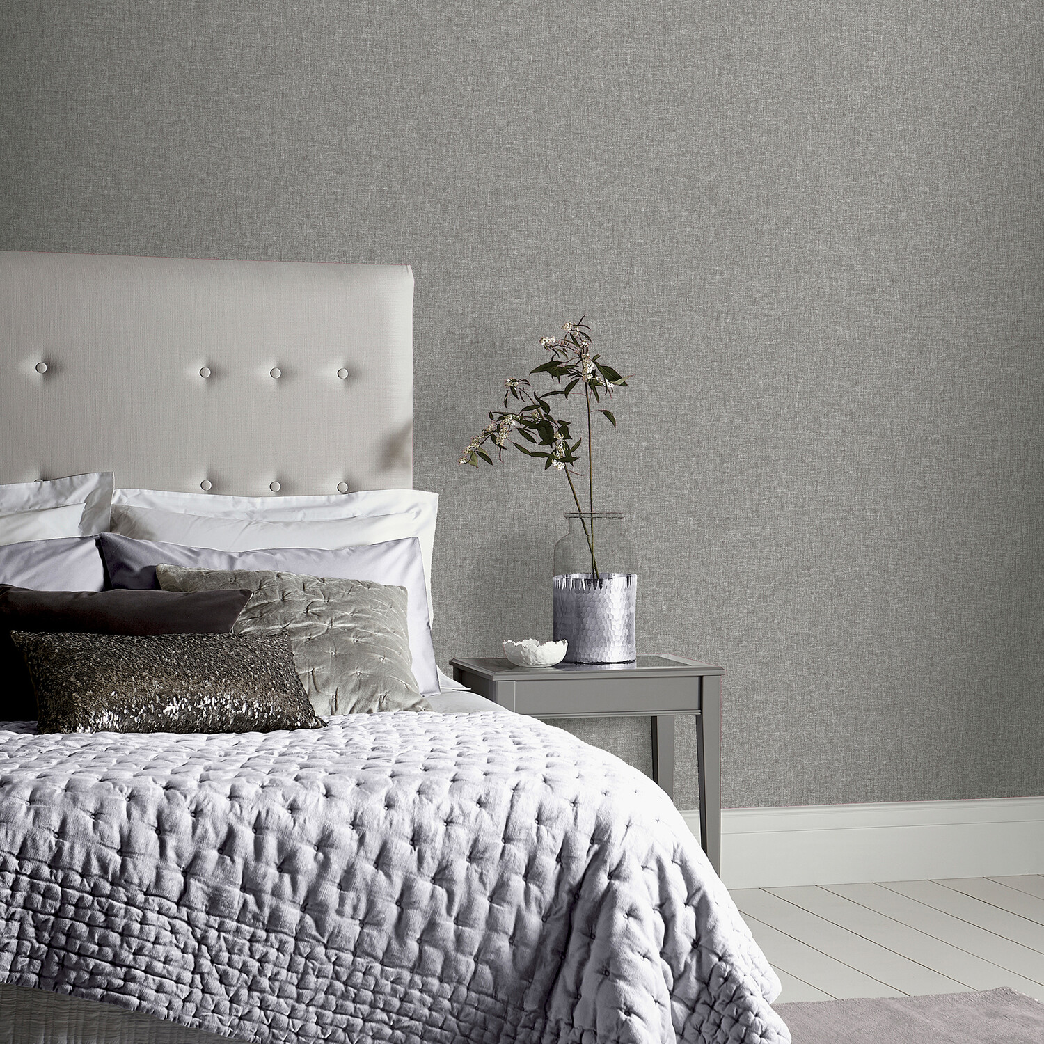 Linen Textured Wallpaper - Mid Grey Image 6