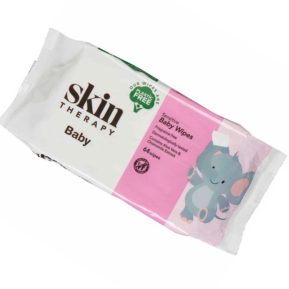 Skin Therapy Plastic Free Sensitive Baby Wipes 64 pack Image 2