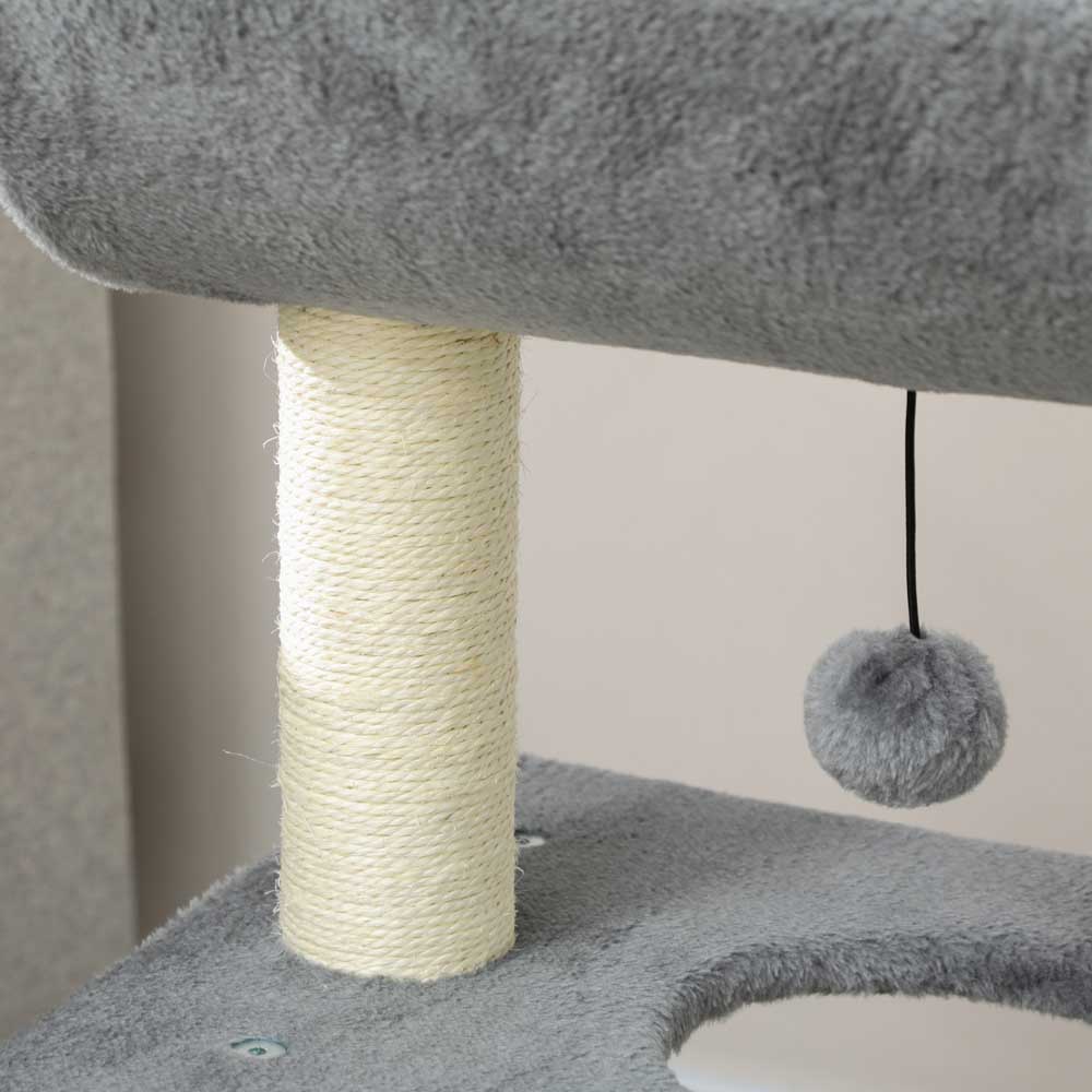 PawHut Grey Cat Tree Kitten Tower with Scratching Post Image 8