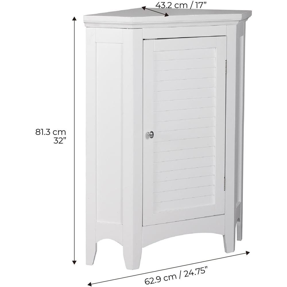 Teamson Home Glancy Single Door White Wooden Corner Stand Floor Cabinet Image 9