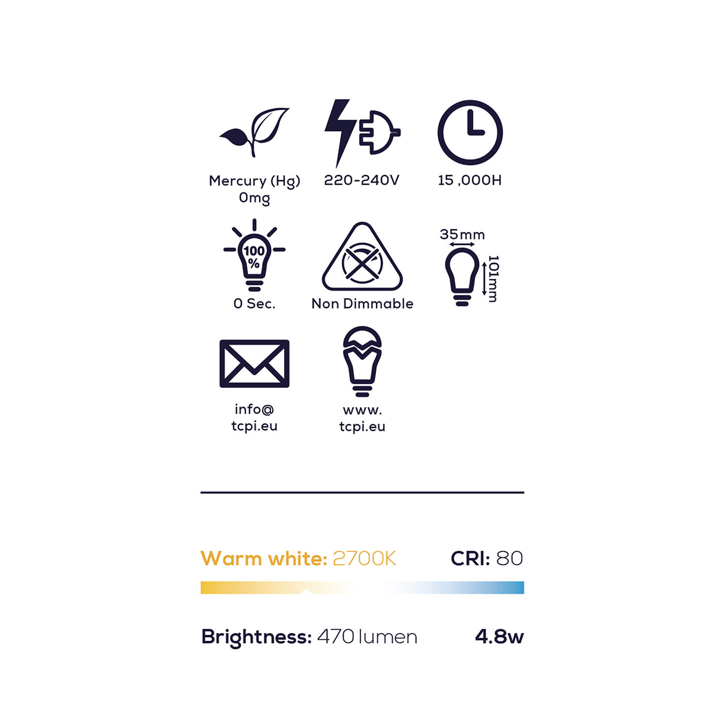 TCP LED Candle 470L E14 Warm White Bulbs - Warm White Image 3