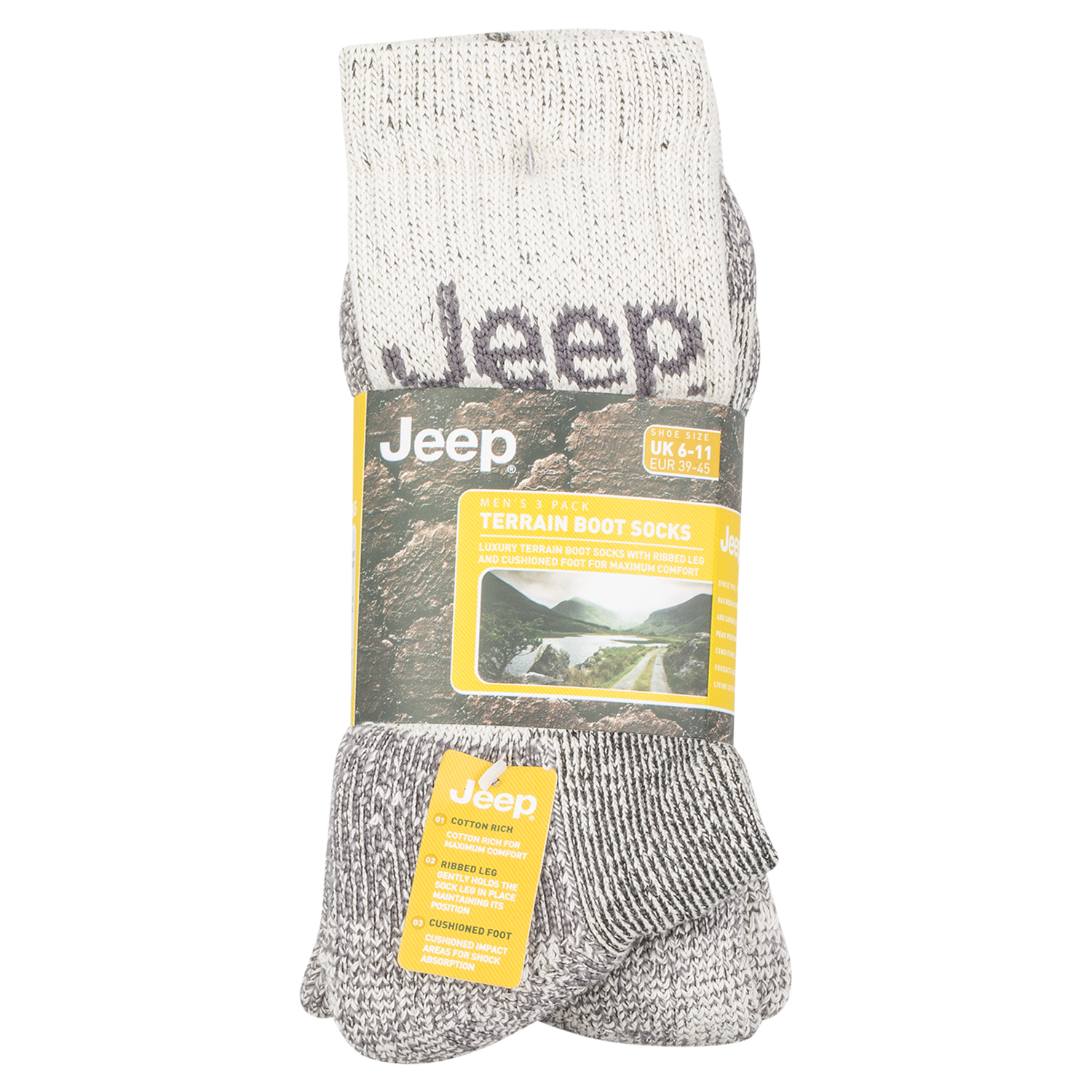 Single Jeep Terrain Mens Socks 3 Pack in Assorted styles Image 5