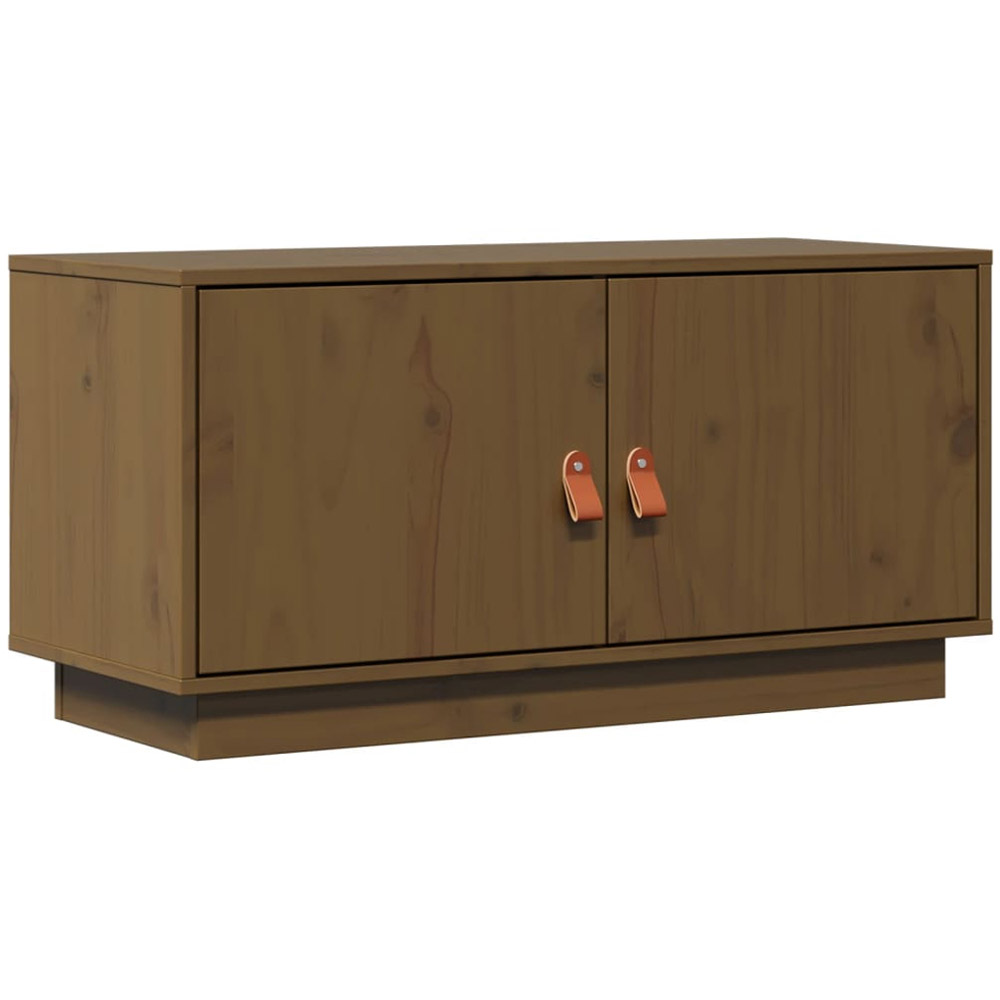 vidaXL 2 Door Honey Brown Solid Wood Pine TV Cabinet Image 2