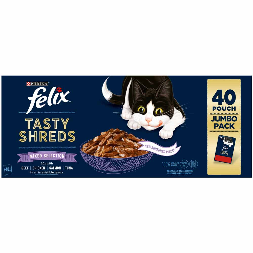 Felix Tasty Shreds Mixed Selection in Gravy Cat Food 40 x 80g Image 3