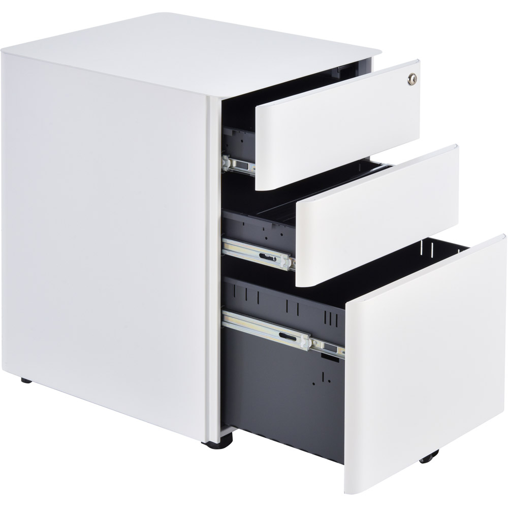 Vinsetto White 3 Drawer Filing Cabinet Image 4