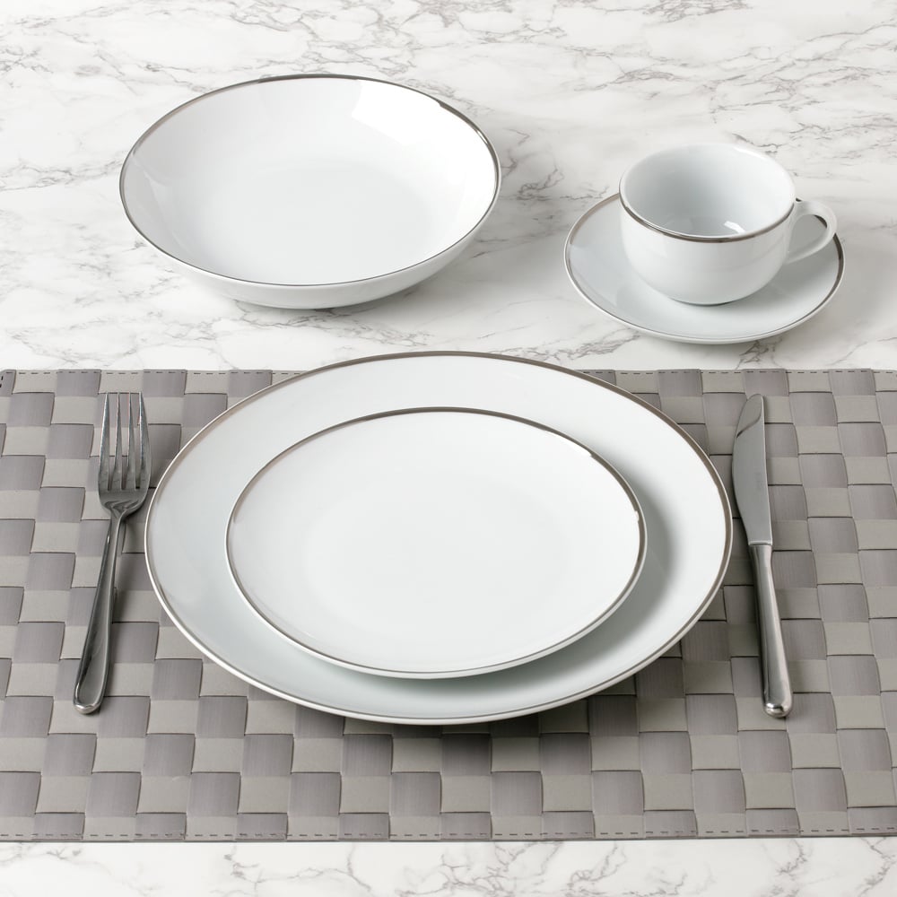 Waterside Platinum Band Porcelain 30 Piece Dinner Set Image 4