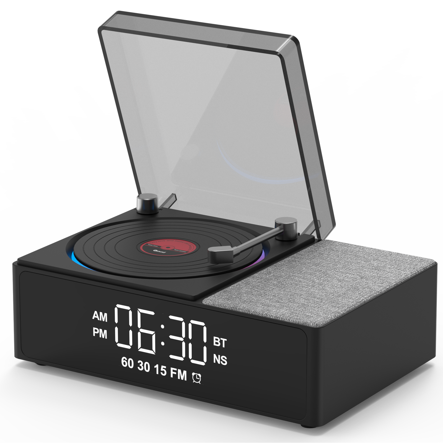 Sensei Vintage Speaker with Alarm ClockBlack Image 3