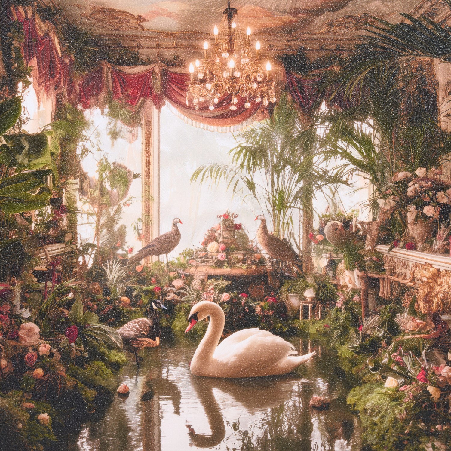 Ornate Swan Oasis Print Frame Image 2