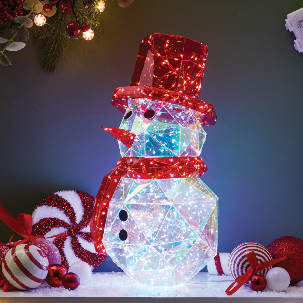 The Christmas Workshop 200 Cool White LED Iridescent Snowman Christmas Decoration 40cm Image 6