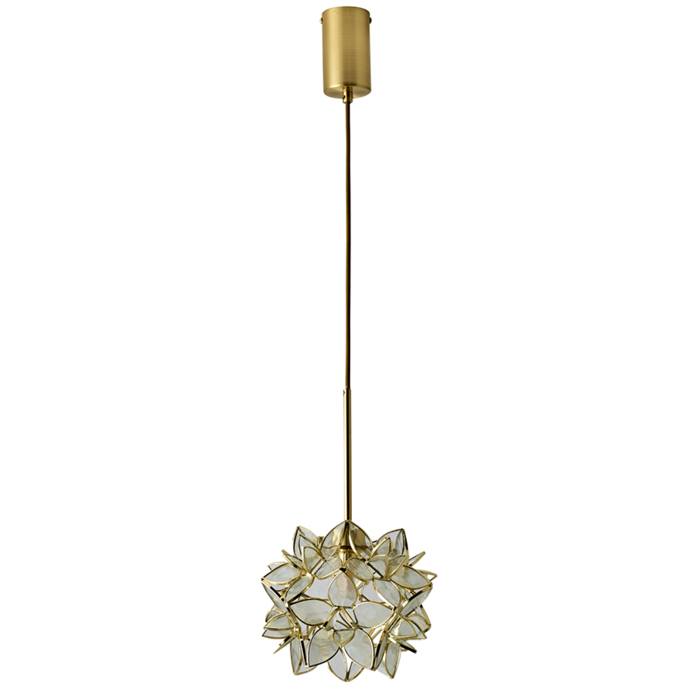 ValueLights Reine Clear Glass Shade Brushed Gold LED Ceiling Pendant Light Image 1