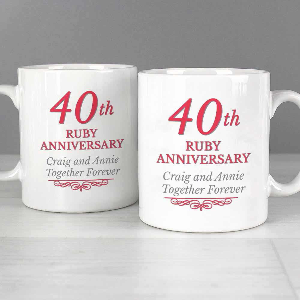 Personalised Memento Personalised 40th Ruby Anniversary Mug Set Image 2
