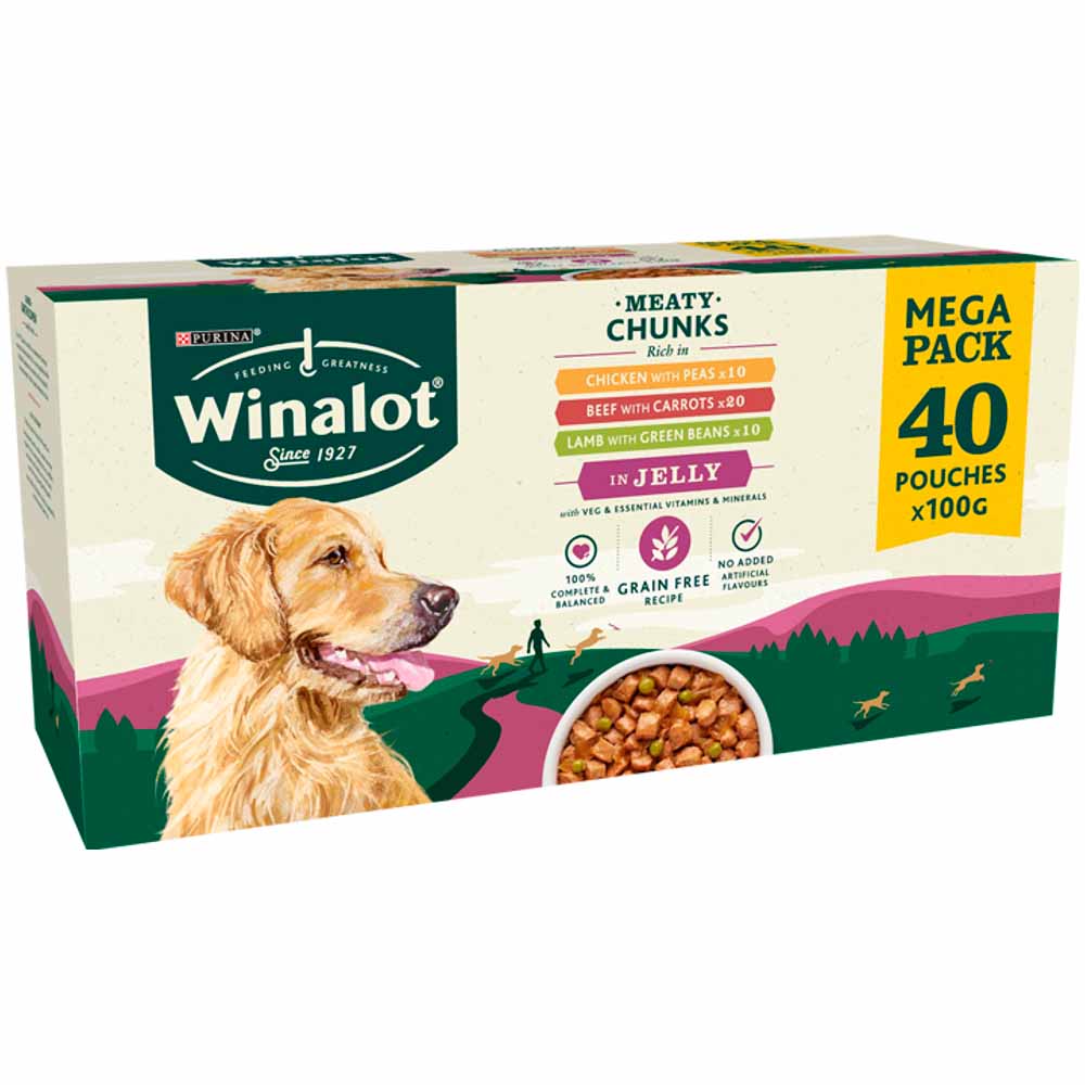 Winalot Wet Dog Food Pouches Mixed in Jelly 40 x 100g Image 3