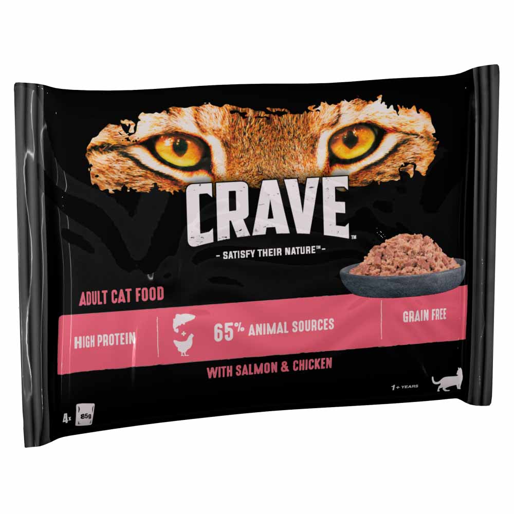 CRAVE Salmon and Chicken in Load Cat Food 4x85g Image 2