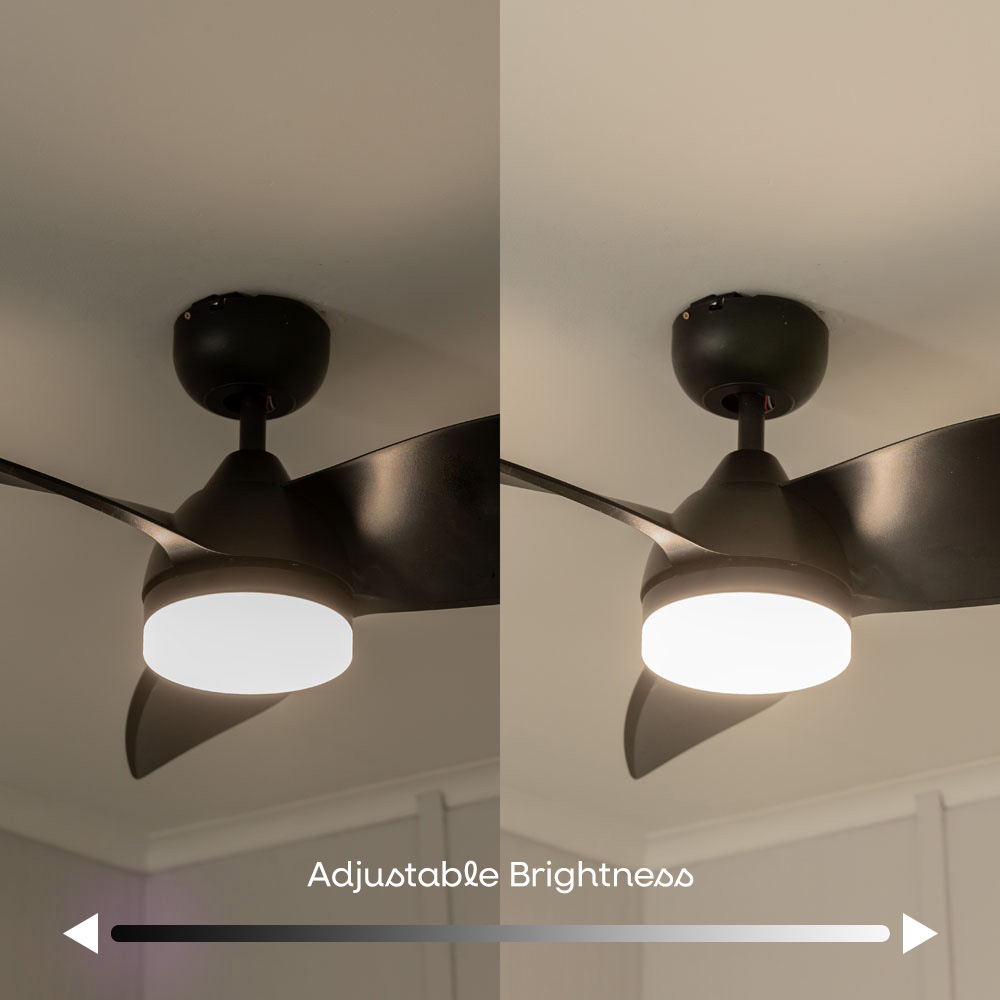 ValueLights Matt Black Ceiling Fan with LED Light and Remote 36 inch Image 8
