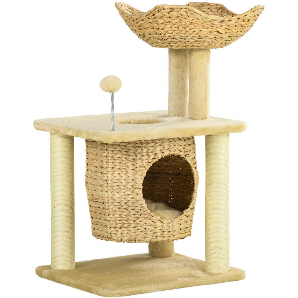 PawHut Cat Tree with Scratching Posts, Cat House, Bed, Washable Cushions Image 5