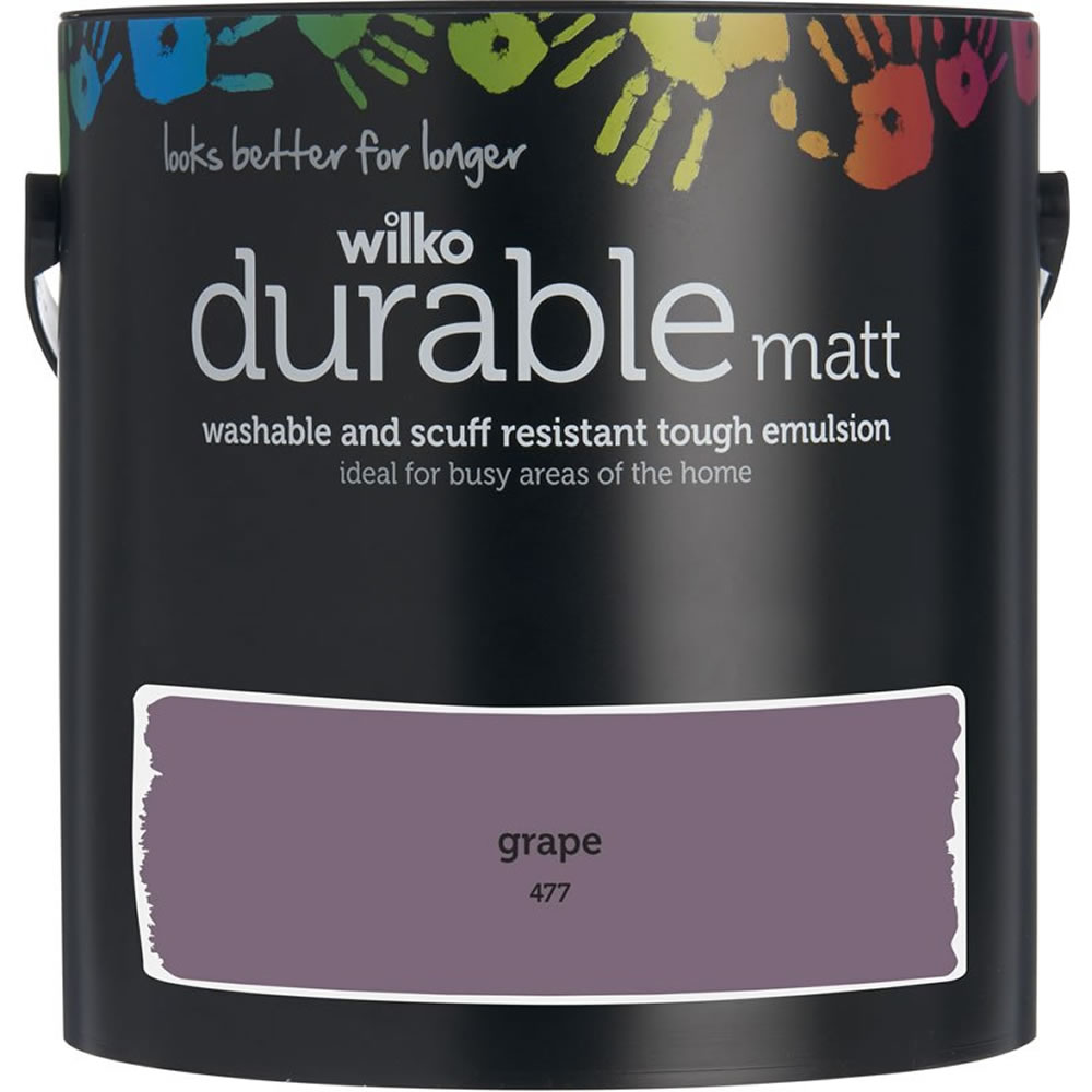 Wilko Durable Grape Matt Emulsion Paint 2.5L Image 1