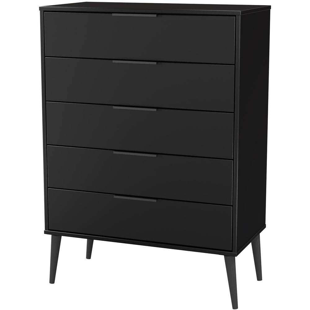Crowndale Hong Kong 5 Drawer Matt Black Chest of Drawers Ready Assembled Image 4